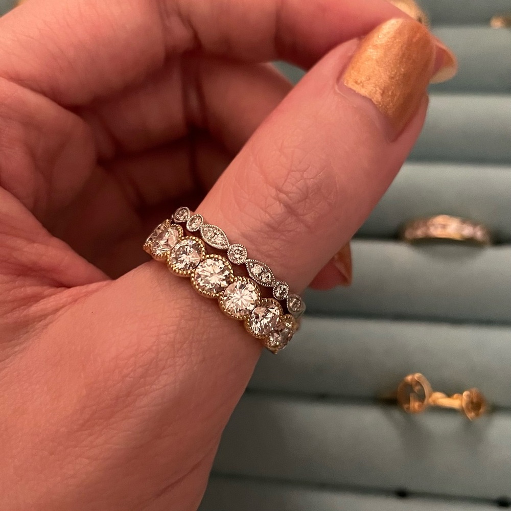 Kay Jewelers Two-Tone Diamond Stackable Rings - Gold and Silver